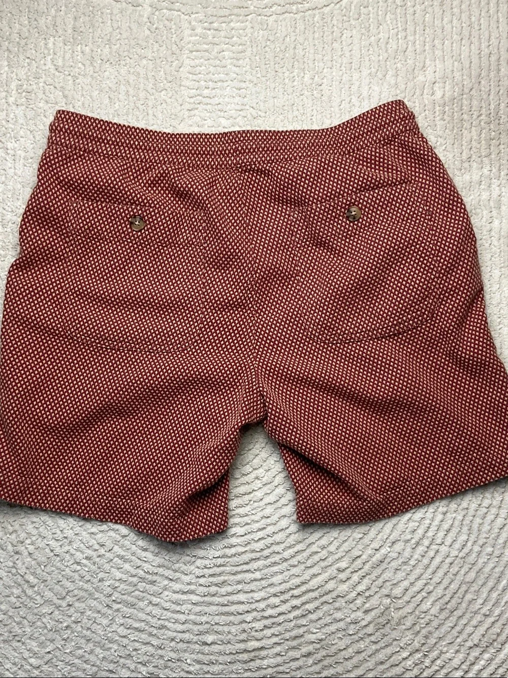 Taylor Stitch The Apres Short in Fired Brick Dobby Organic Cotton Size Small
